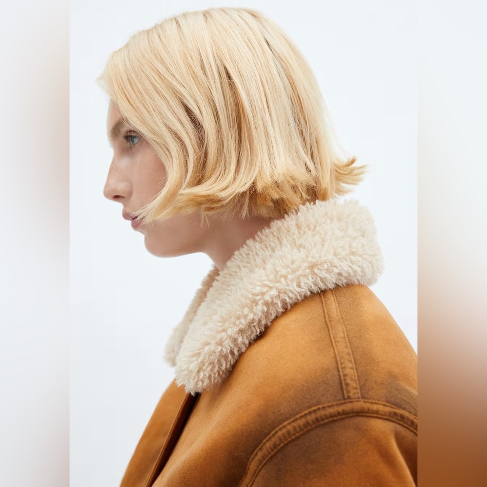 Mango Worn-Effect Shearling Jacket - image 4